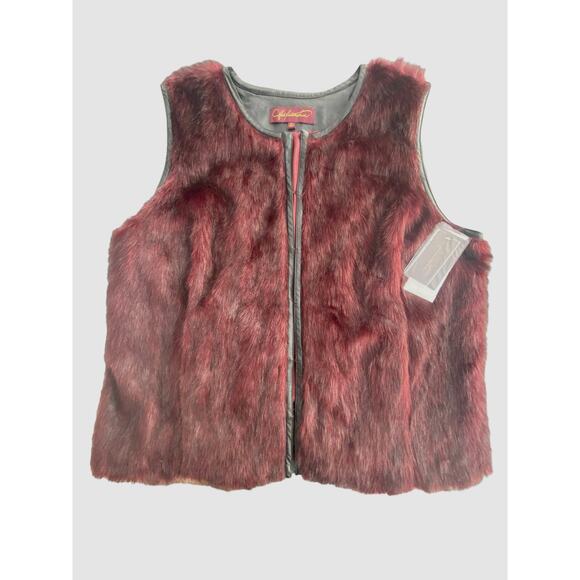 Hal Rubinstein Burgundy Wine Faux Fur Vest  SZ 2XL C100076 - Picture 1 of 9